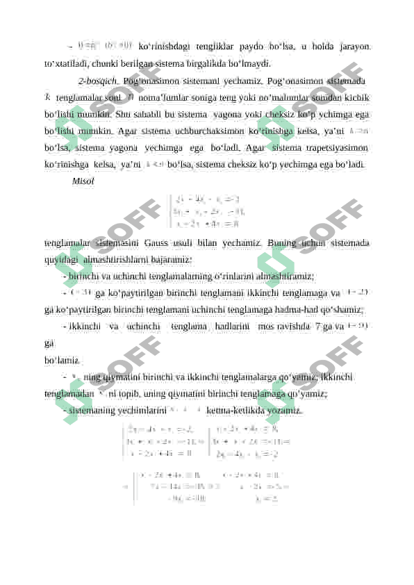 CHIZIQLI TENGLAMALAR SISTEMASI 8