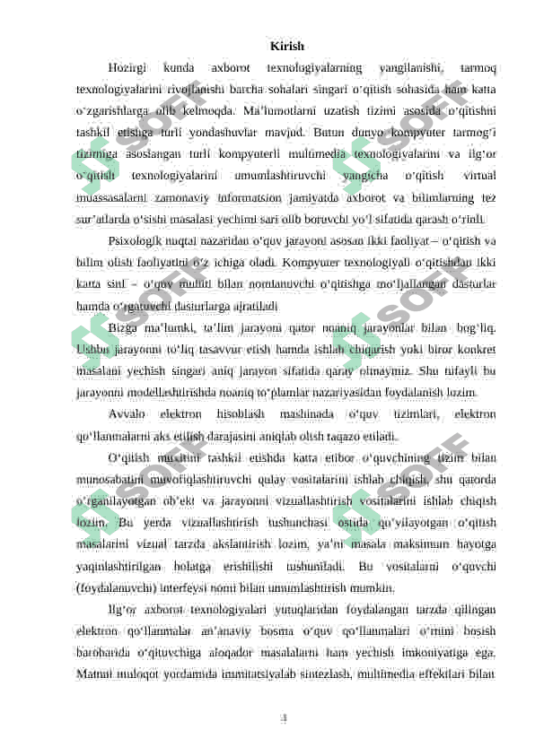Multimedia tizimlari va texnologiyalari fanining taqdimotlar tayyorlashda qo'llaniladigan amaliy dasturiy paketlar mavzusida elektron sahifa yaratish 3