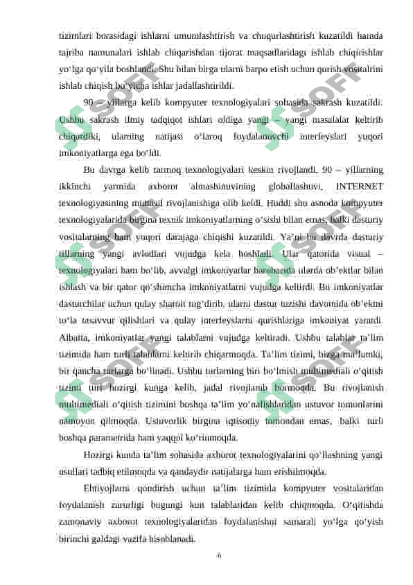 Multimedia tizimlari va texnologiyalari fanining taqdimotlar tayyorlashda qo'llaniladigan amaliy dasturiy paketlar mavzusida elektron sahifa yaratish 6