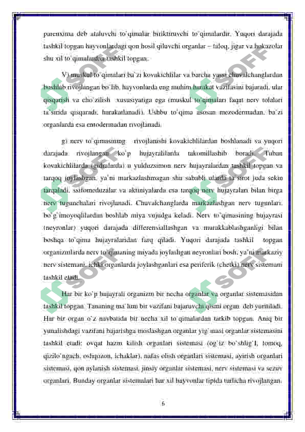 Ko'p hujayrali hayvonlarning kelib chiqish nazariyalari 6