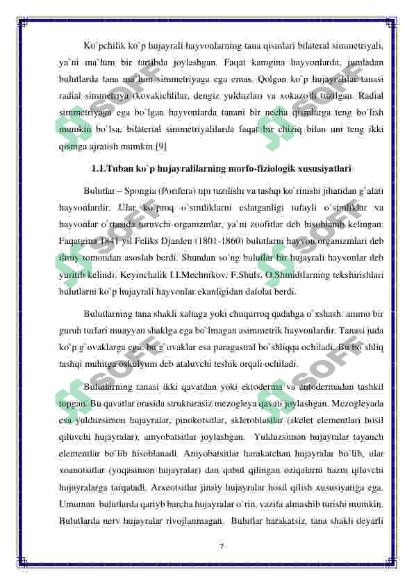 Ko'p hujayrali hayvonlarning kelib chiqish nazariyalari 7