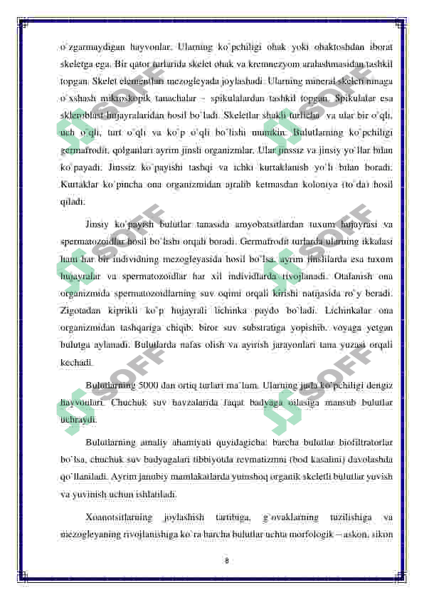 Ko'p hujayrali hayvonlarning kelib chiqish nazariyalari 8