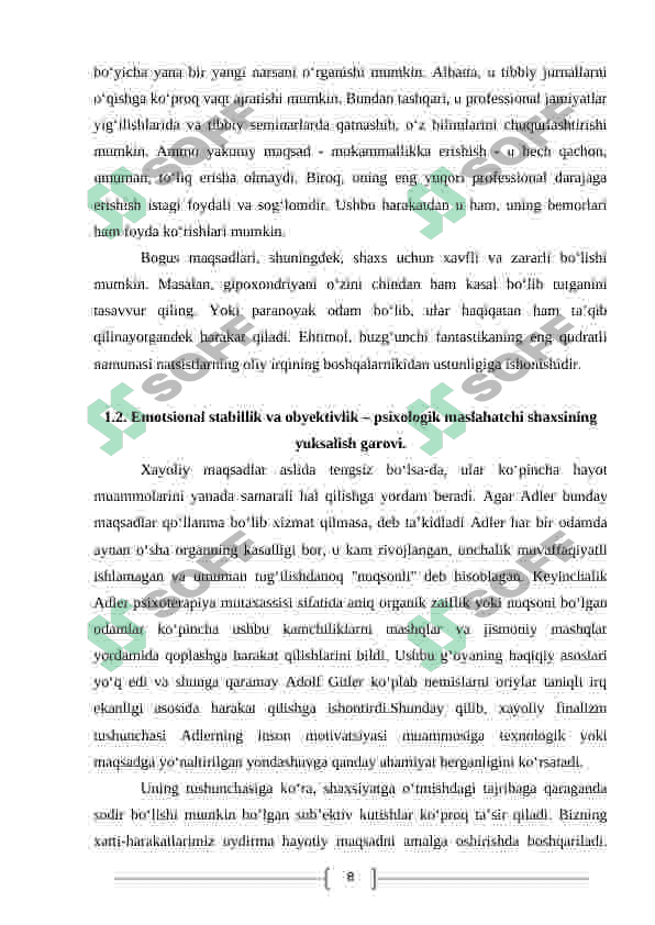 PSIXOLOG MASLAHATCHI SHAXSIGA QO‘YILADIGAN TALABLAR. 8