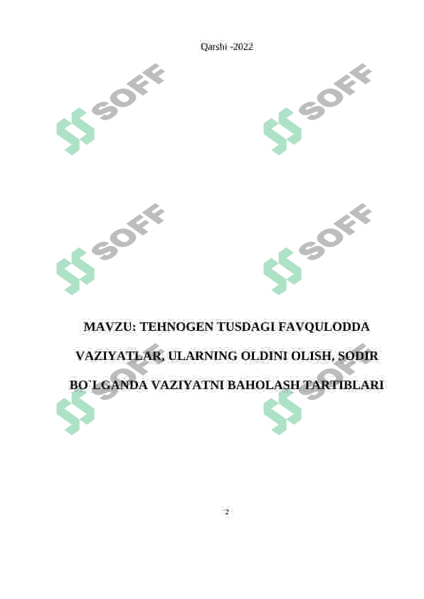 texnogen tusdagi favqulodda vaziyatlar 2