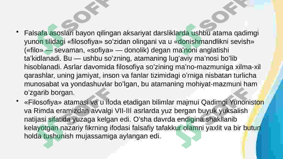 Falsafa fanining predmeti, mazmuni va jamiyatdagi roli 4