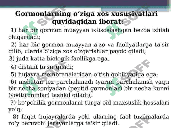 gormonoidlar.  Prostaglandinlar 2