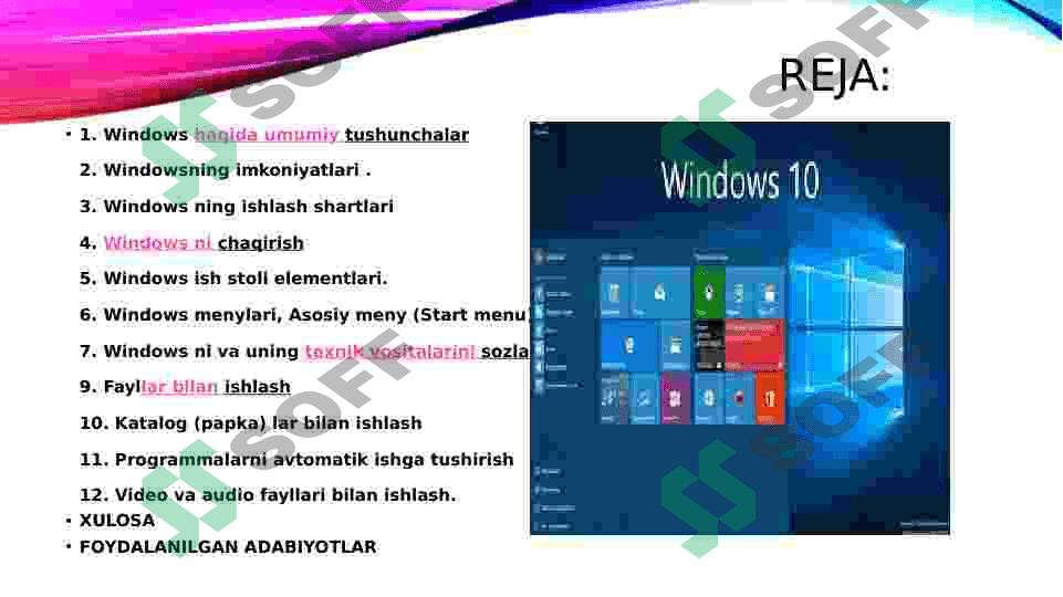 Mavzu: Windows operatsion tizimi haqida 2