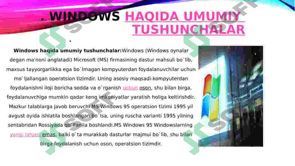 Mavzu: Windows operatsion tizimi haqida 3