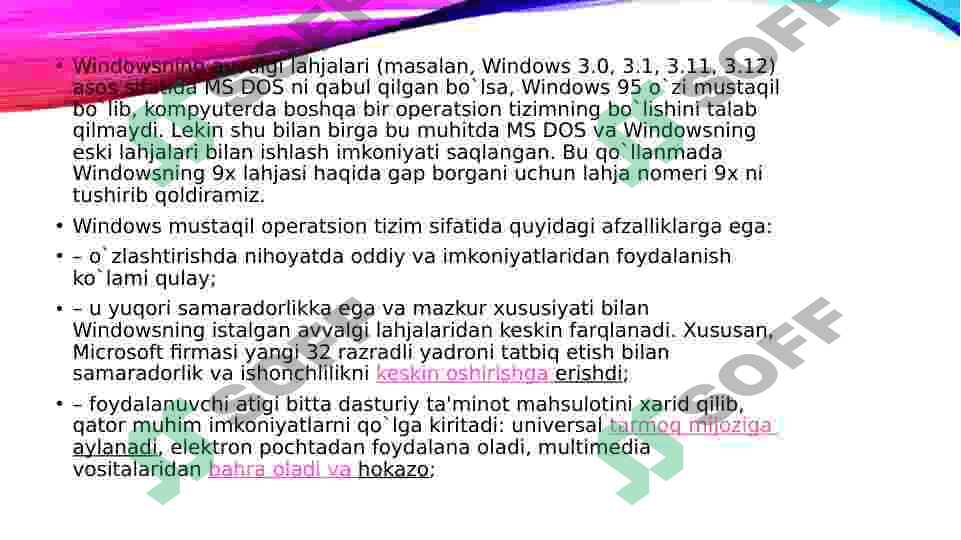 Mavzu: Windows operatsion tizimi haqida 4