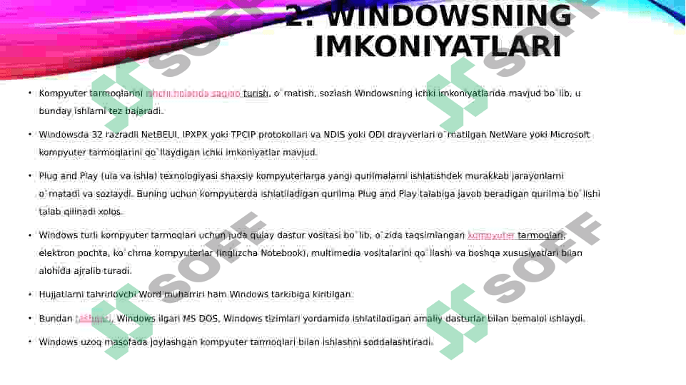 Mavzu: Windows operatsion tizimi haqida 6