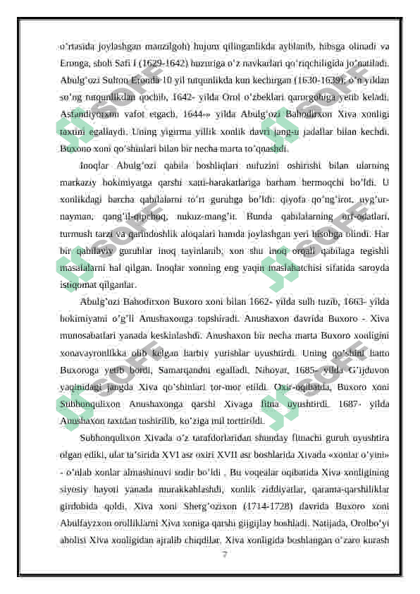 Xiva xonligini davrida siyosiy, iqtisodiy va madaniy hayot. 7