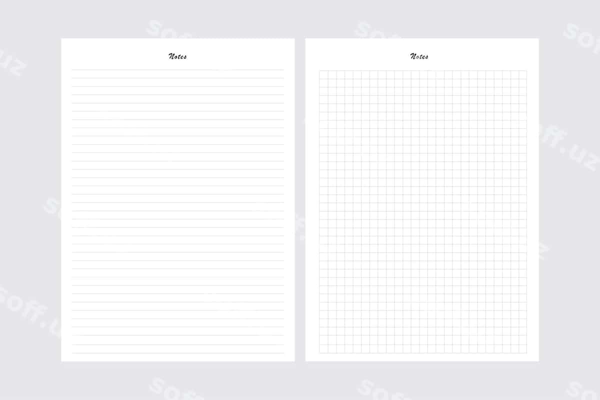 Eslatmalar chizuqlangan tarlam shabloni | Notes lined grid template 1
