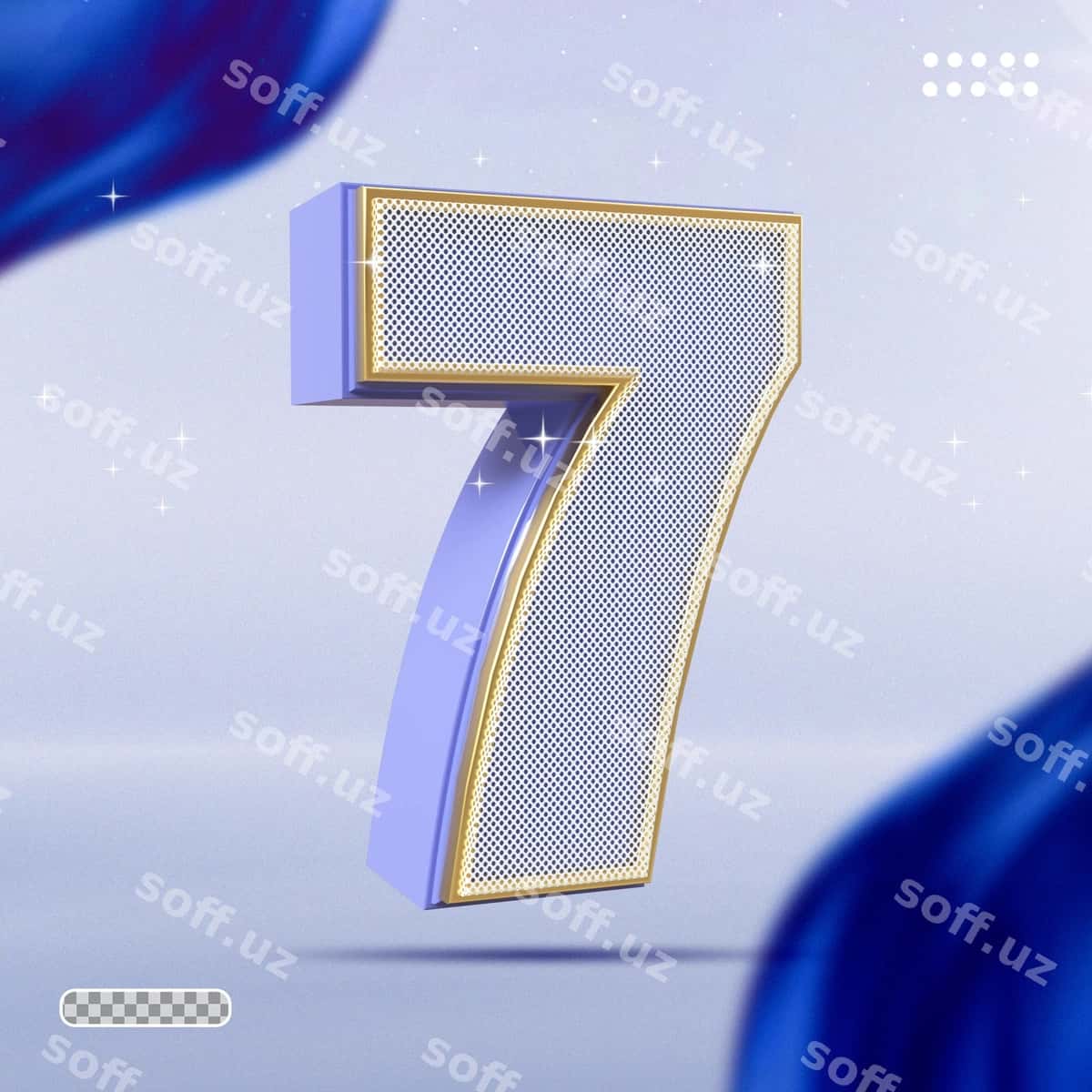 Raqam 7 ko'k 3d render stili hashamat | Number 7 blue 3d render style luxury 1