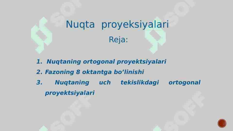 Nuqta  proyeksiyalari 1