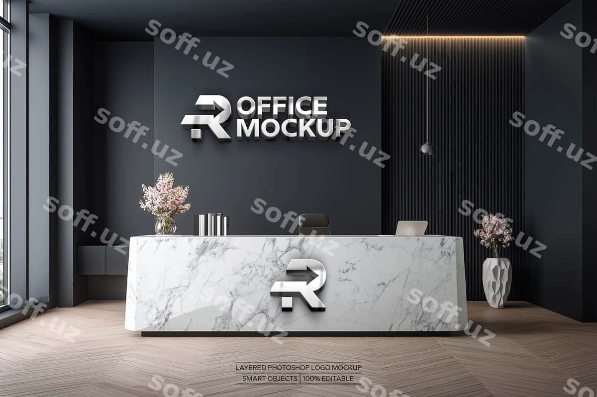 Ofis qabul hissasi namunasi | Office reception area mockup 1