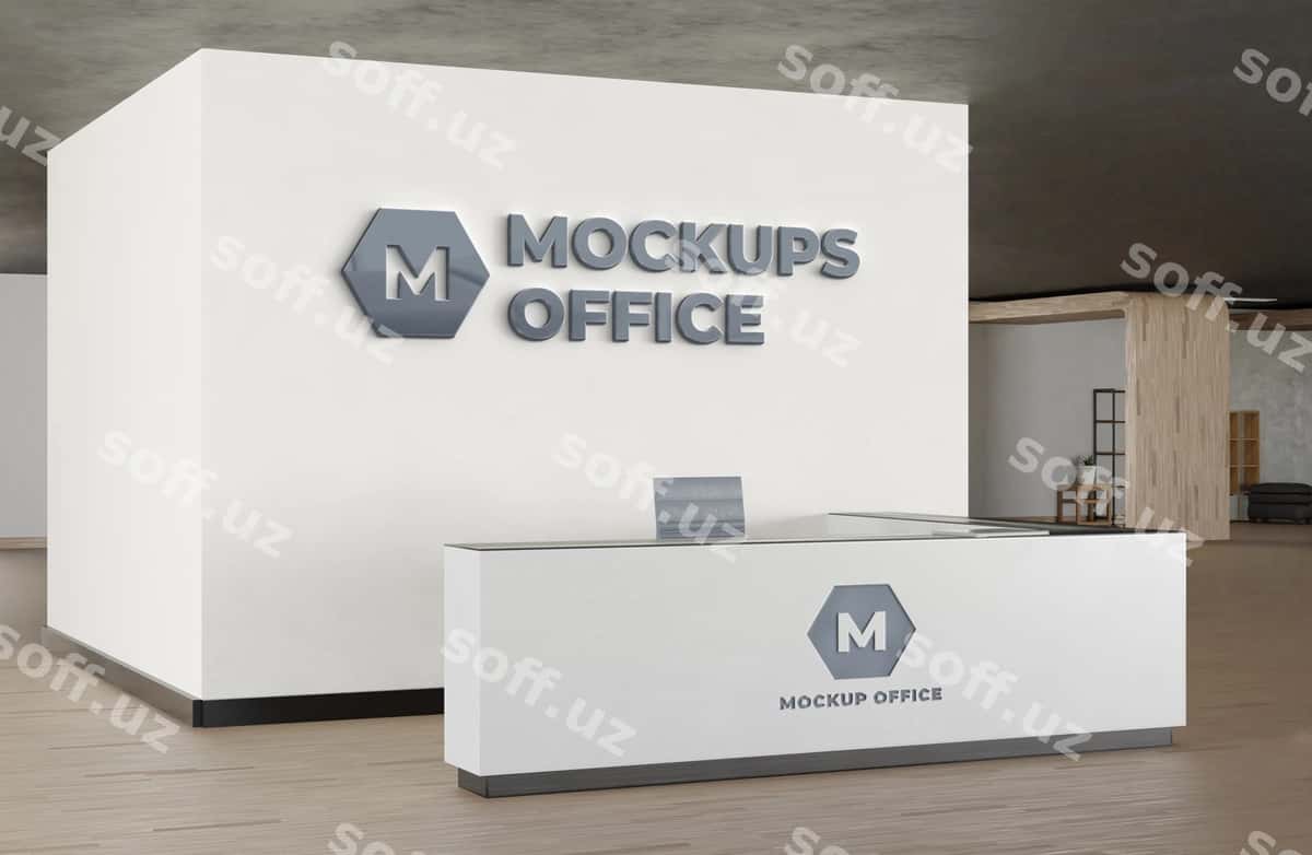 Ofis qabulxona namuna dizayni | Office reception mockup design 1