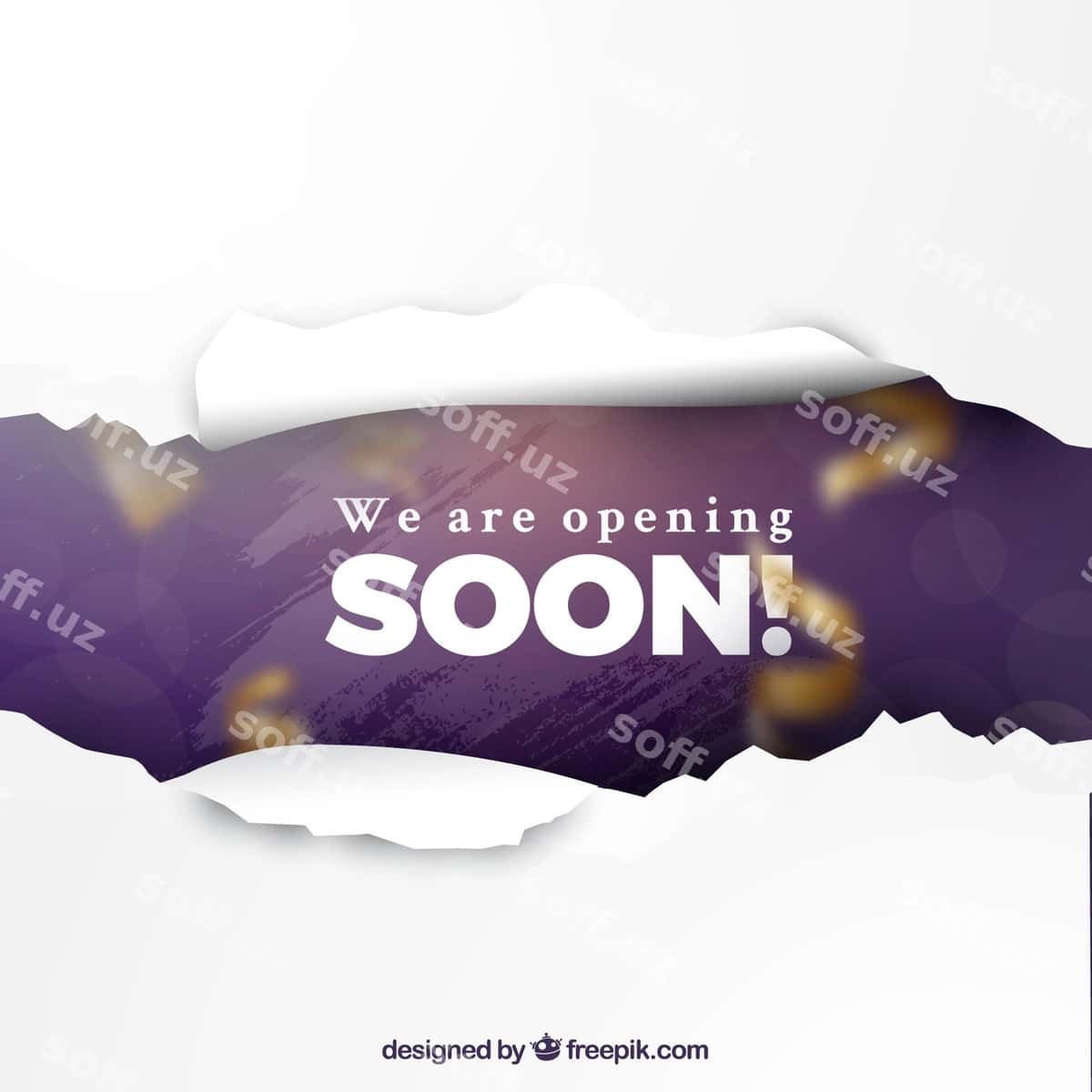 Tez ochilish orqa fon qog'oz belgi bilan | Opening soon background with paper sign 1