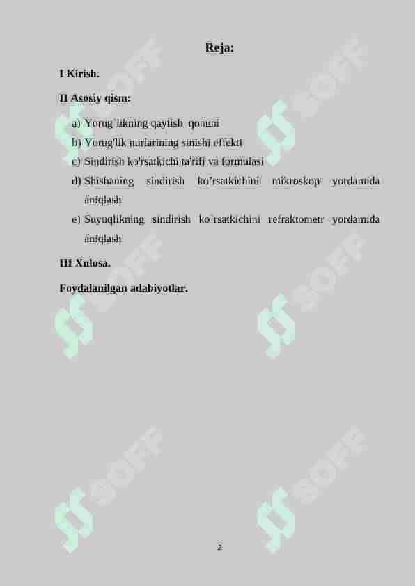 Muhitlarning sindirish ko`rsatkichini interferension usul bilan aniqlash 2