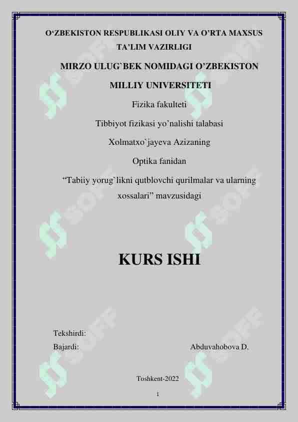 Tabiiy yorug`likni qutblovchi qurilmalar va ularning xossalari 1