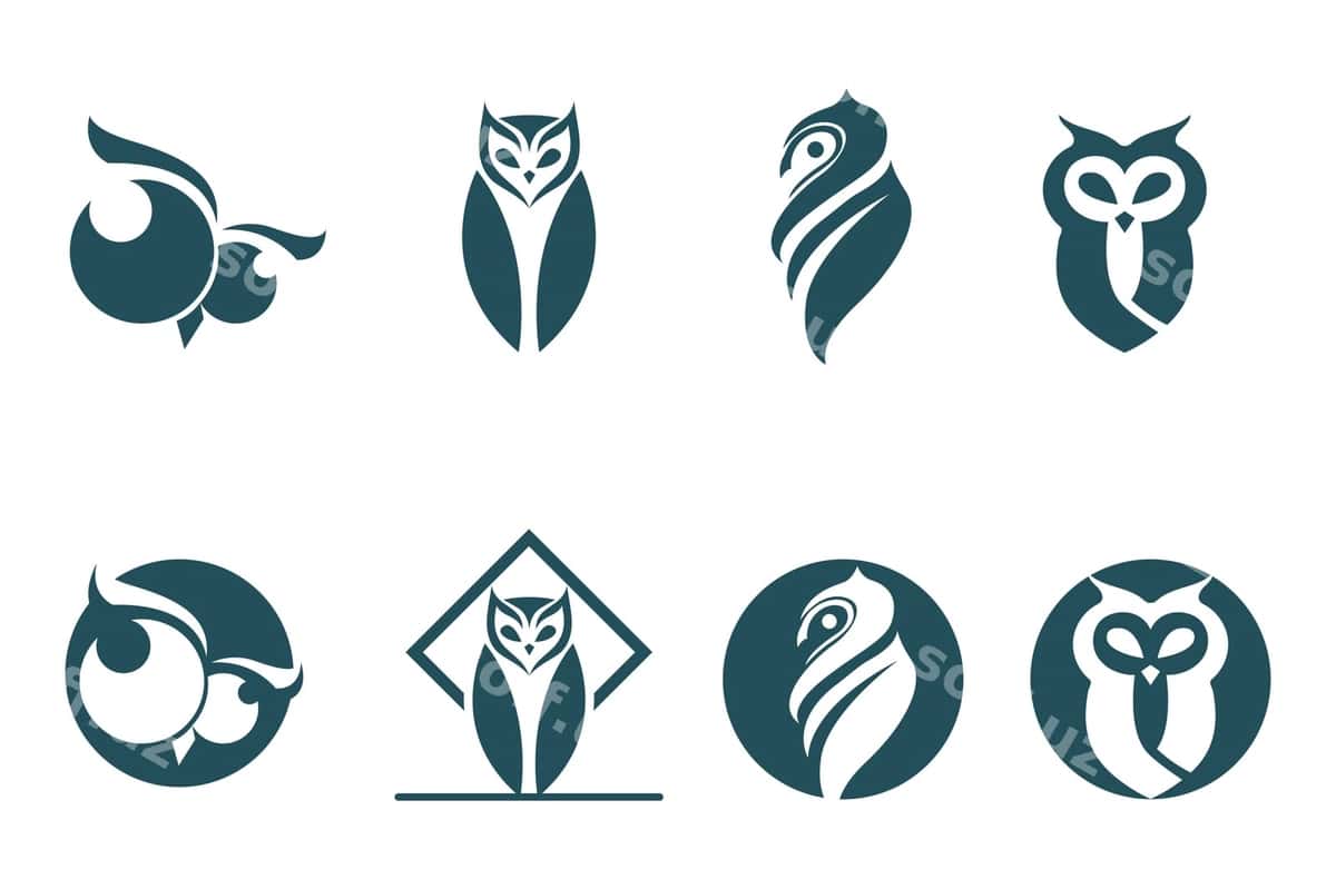 Boyo'g'li qush logotipi vektor eps10 belgisi | Owl bird logo symbol vector eps10 1
