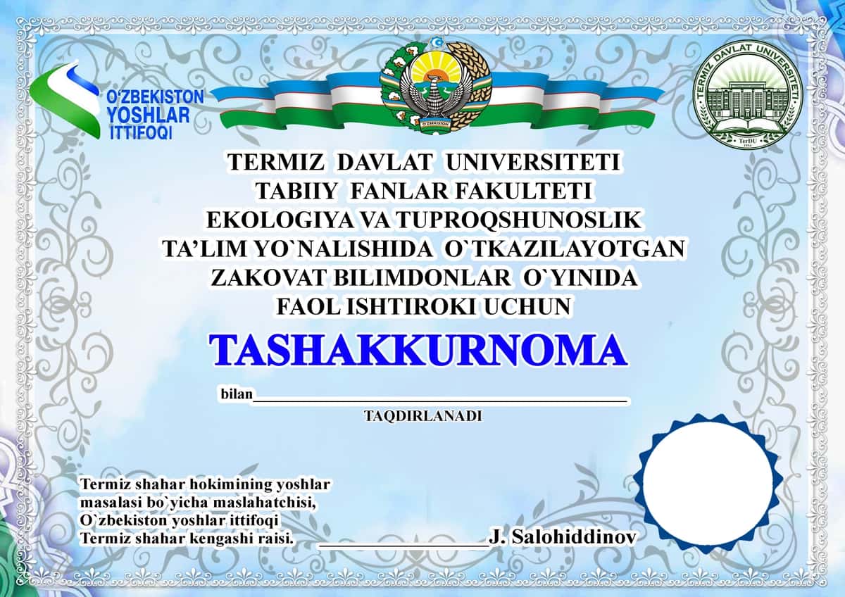 Tashakkurnoma 2