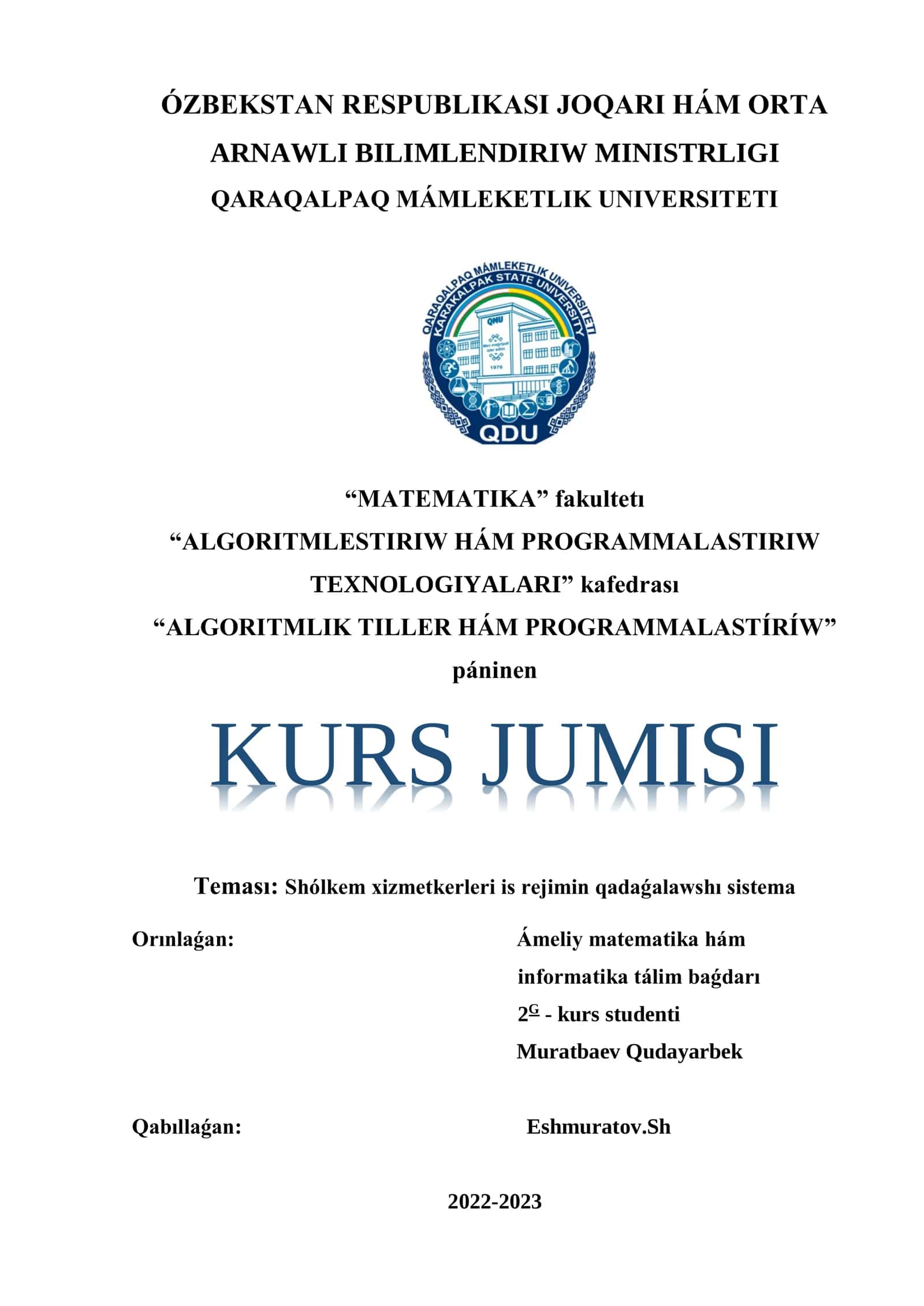ALGORITMLIK TILLER HÁM PROGRAMMALASTÍRÍW 1
