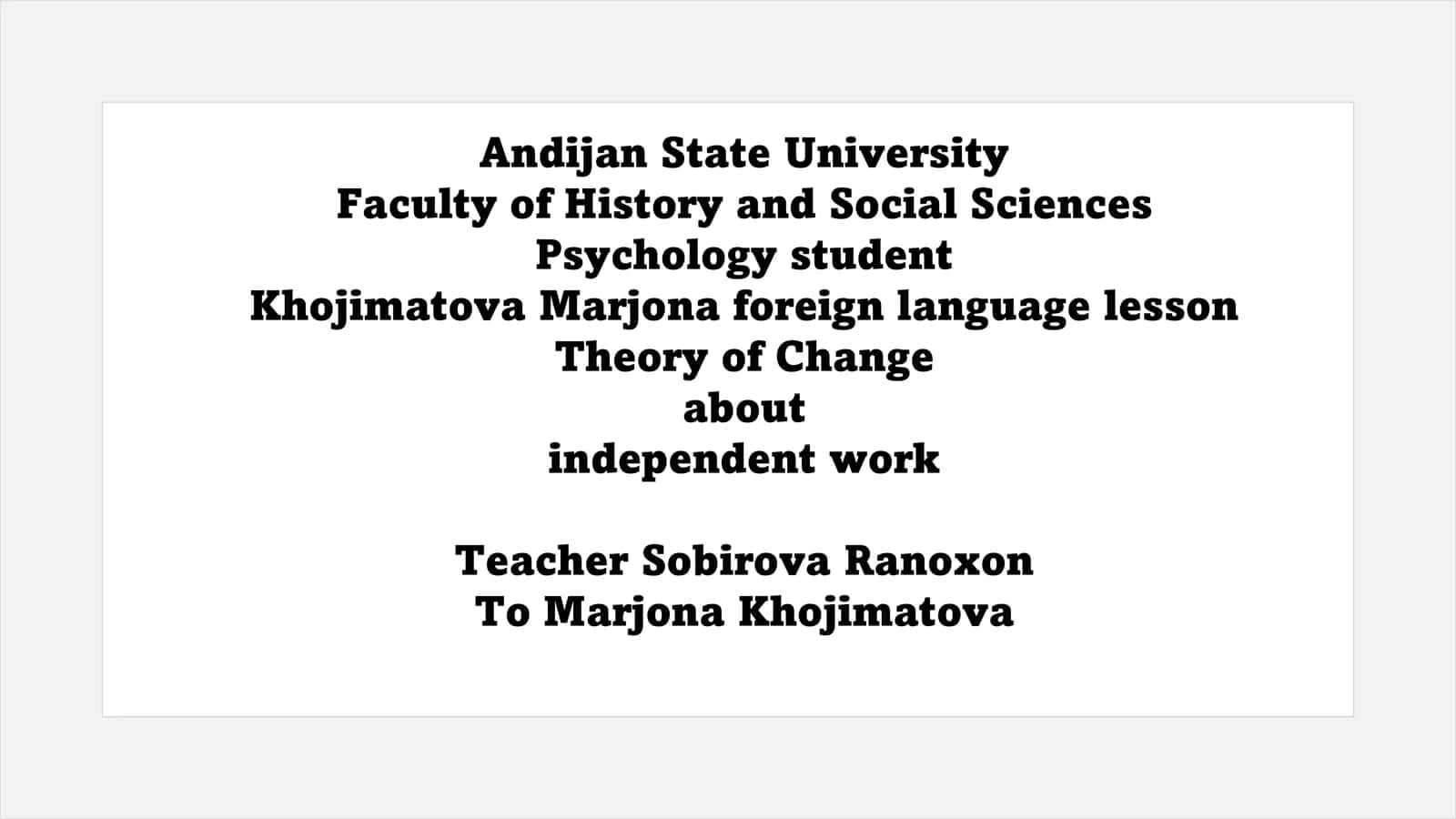 Khojimatova Marjona foreign language lesson 1