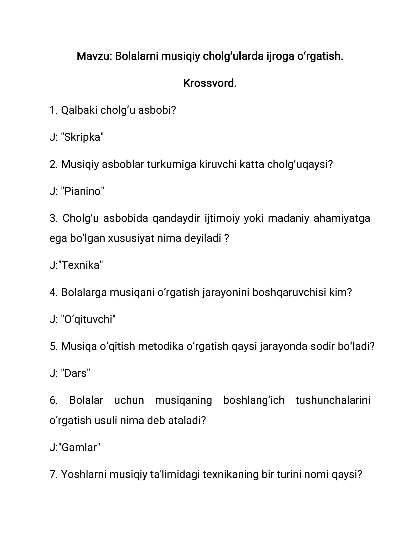 Maktabgacha kichik yoshdagi bolalarning musiqiy faoliyati mazmuni 1