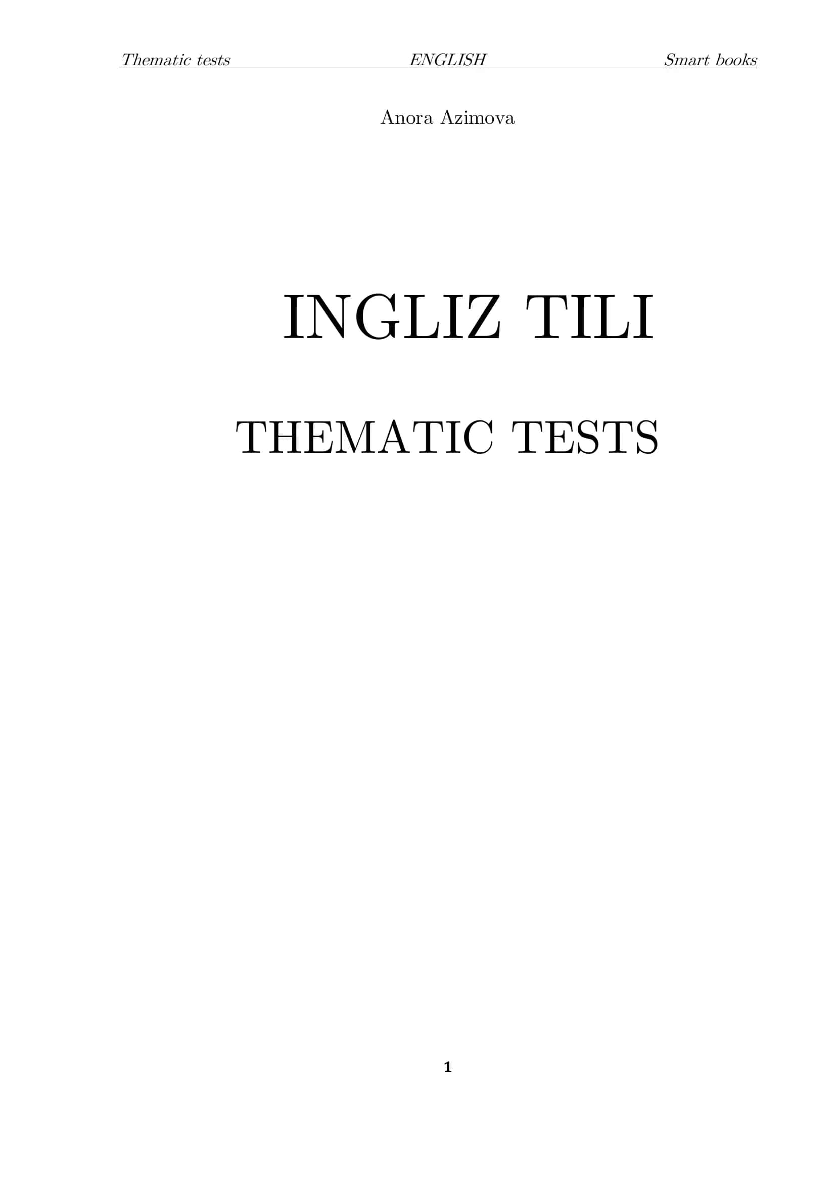 THEMATIC TESTS ENGLISH Smart books 1