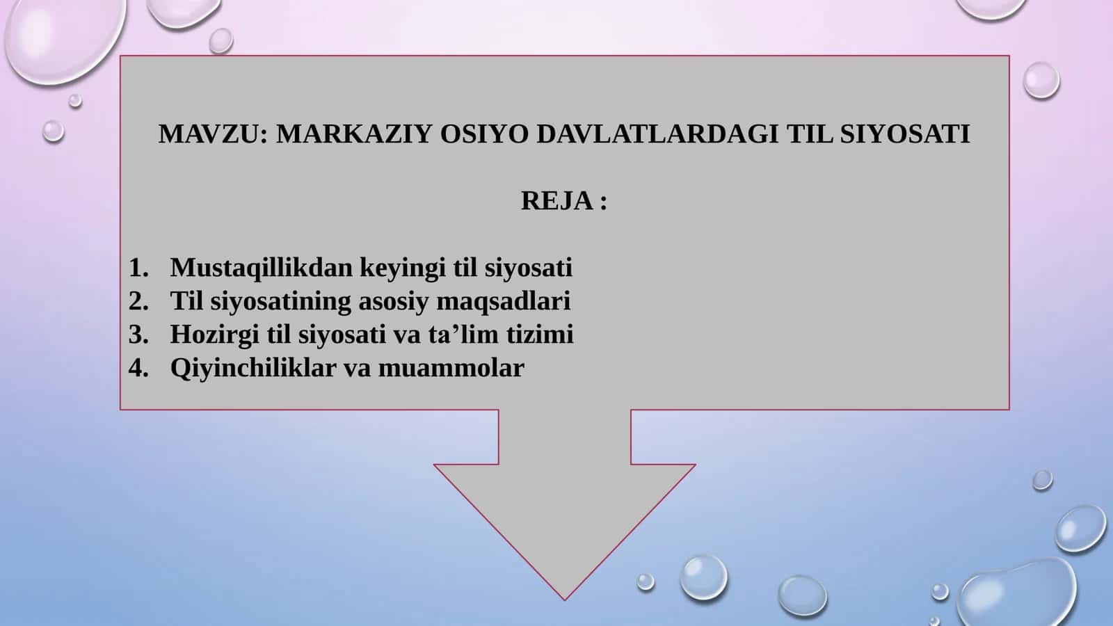 MAVZU MARKAZIY OSIYO DAVLATLARDAGI TIL SIYOSATI 1