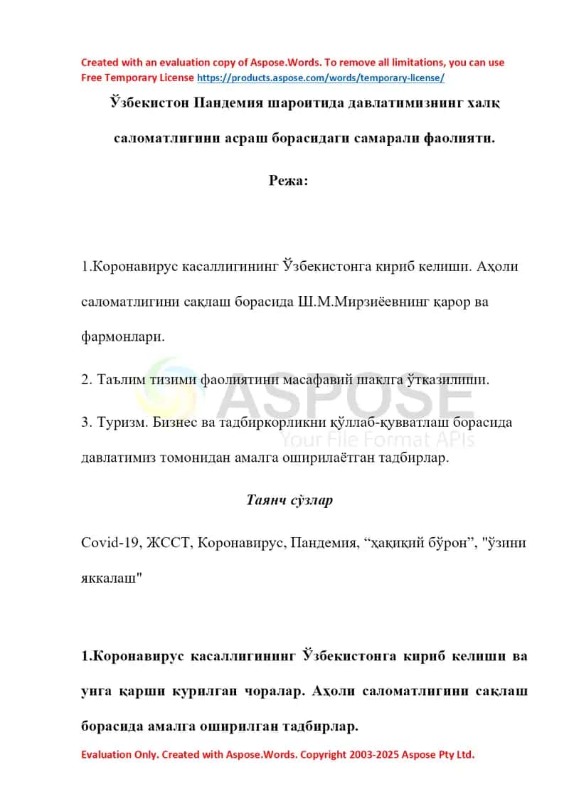 Ўзбекистонда пандемия шароитида давлат фаолияти тақдимоти 1