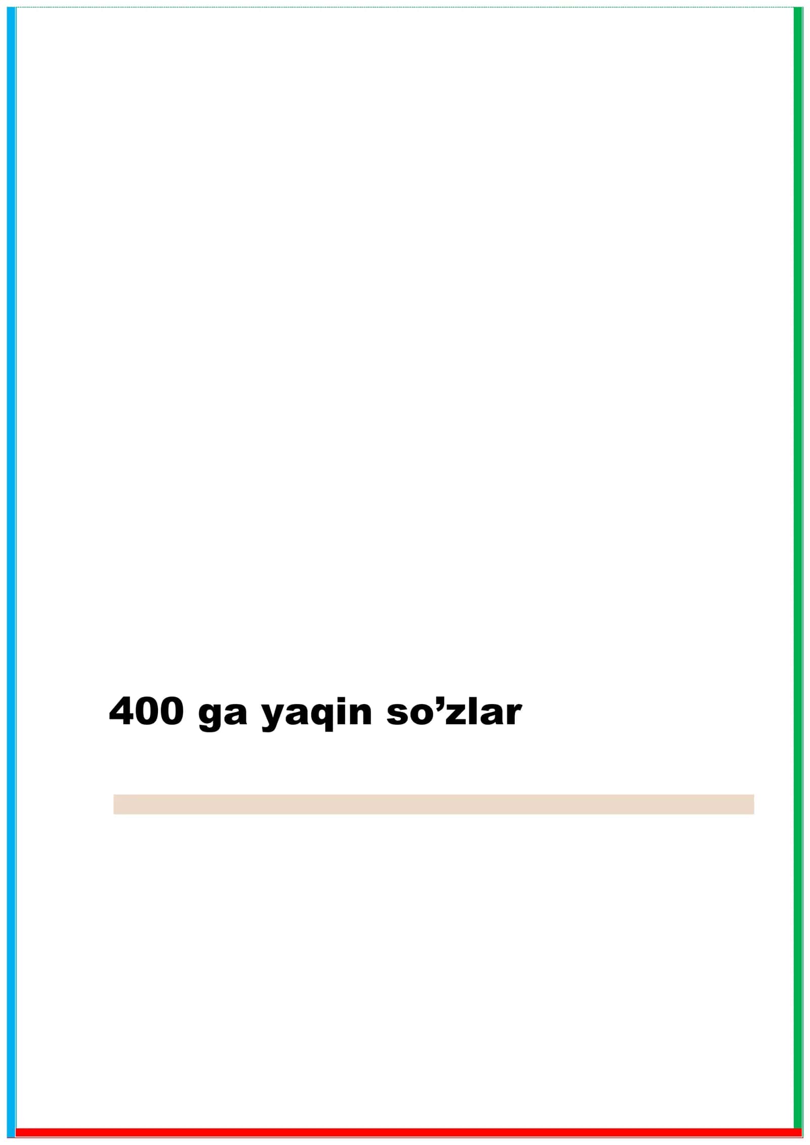Arab tilidan a1,2 400 ga yaqin so’zlar 1