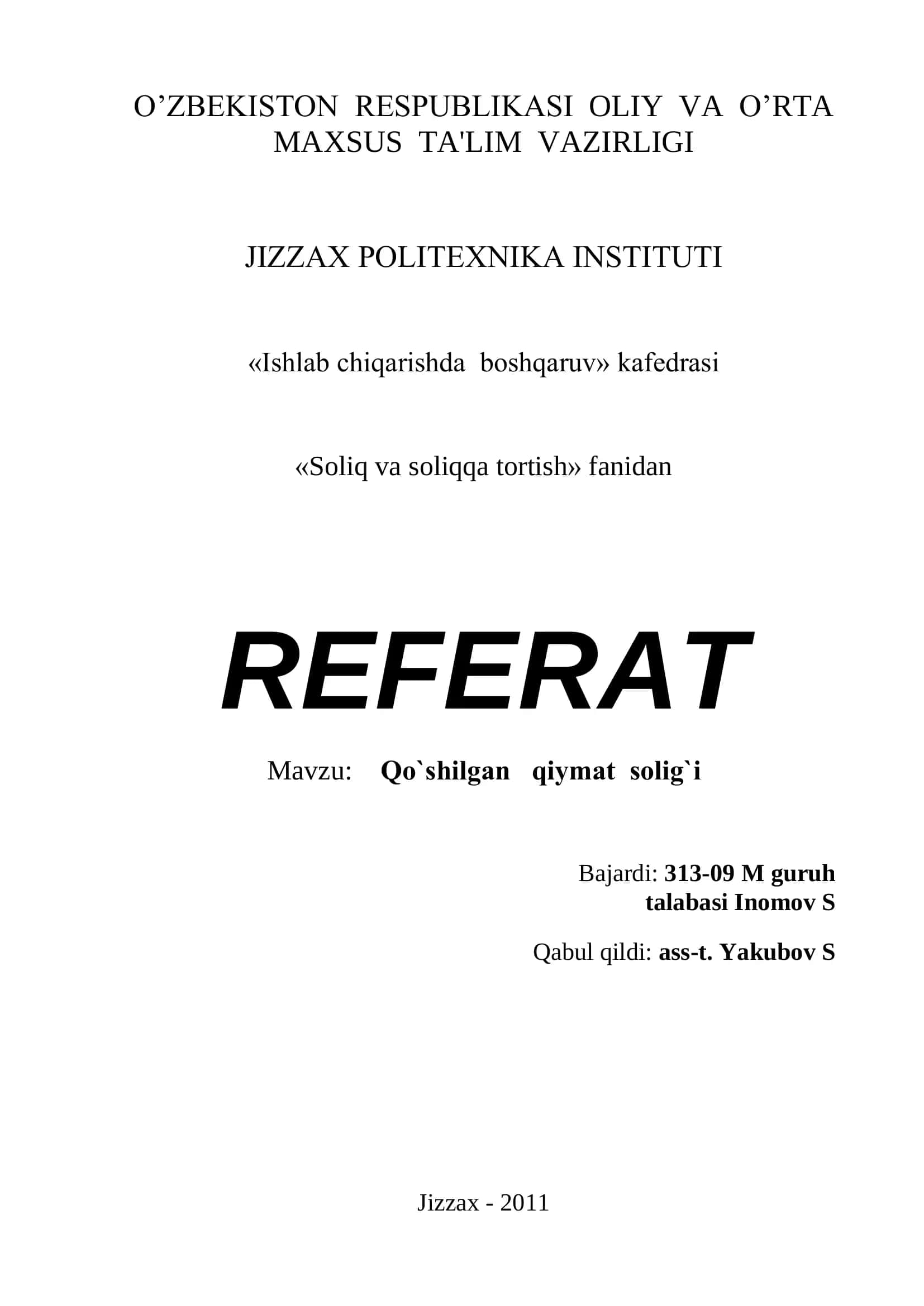 Qo`shilgаn qiymаt sоlig`i 1