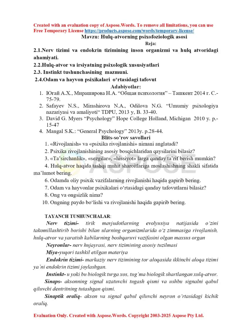 Nerv tizimi va endokrin tizimining inson organizmi va hulq atvoridagi ahamiyati 1