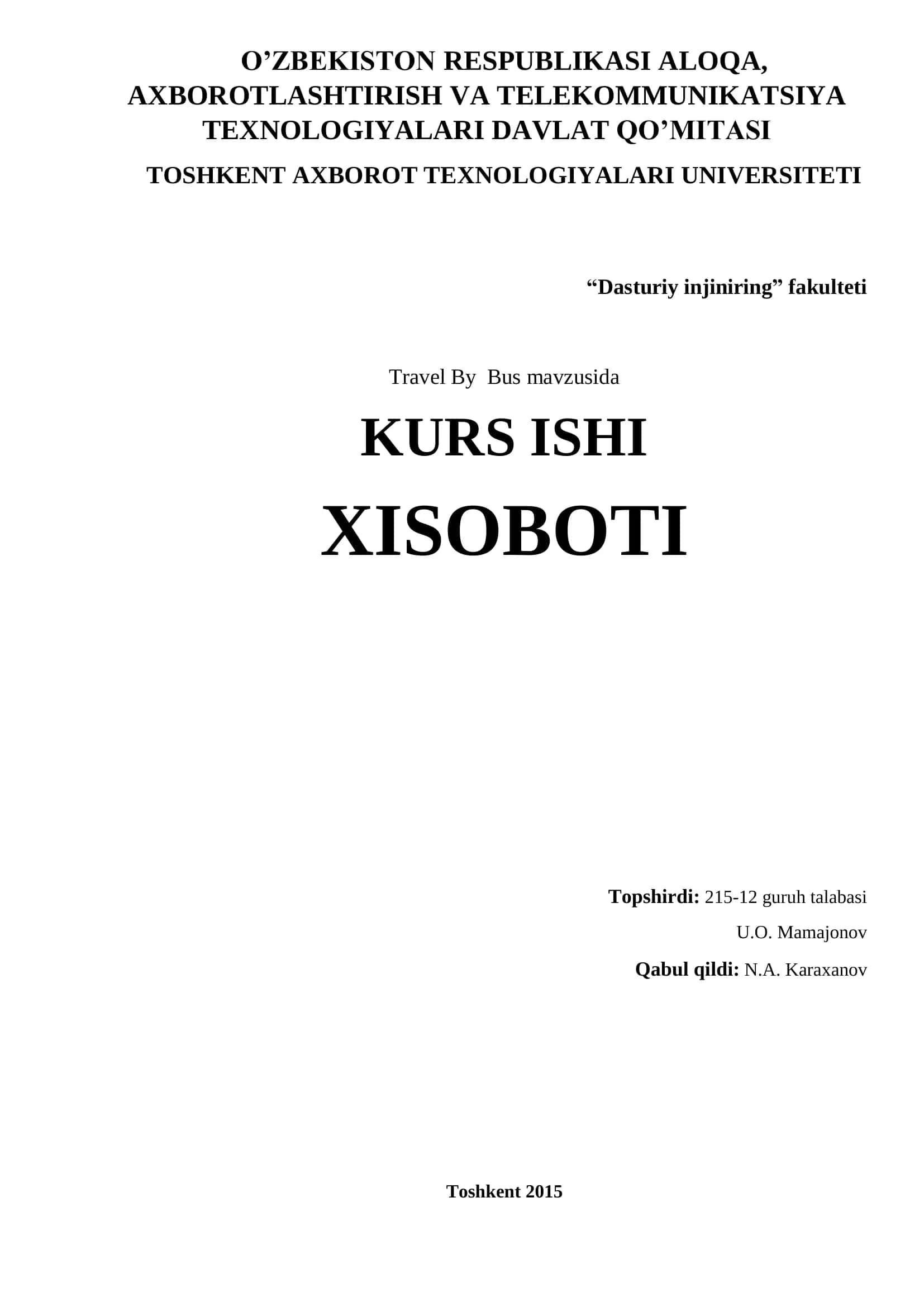 Travel By Bus KURS ISHI 1