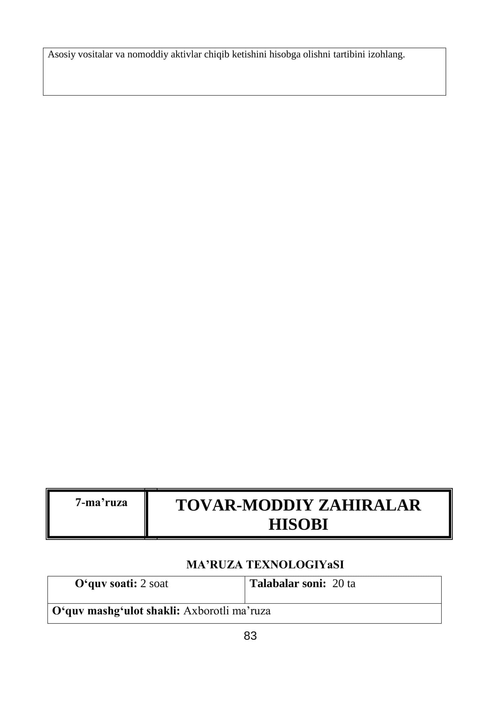 TOVAR-MODDIY ZAHIRALAR HISOBI 1