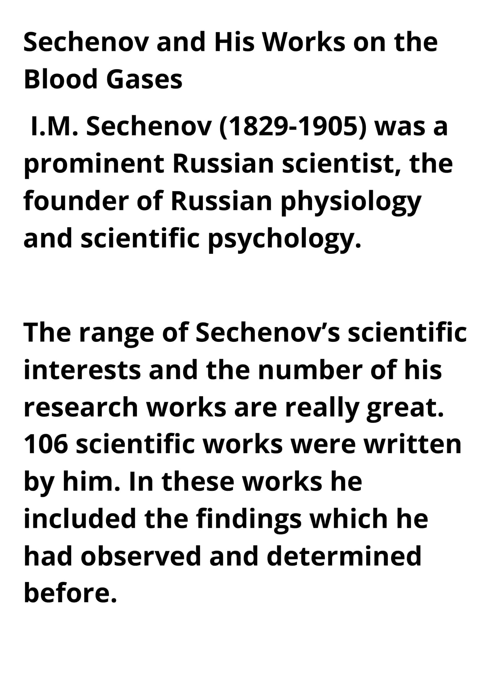 Sechenov and his works on the blood gases 1