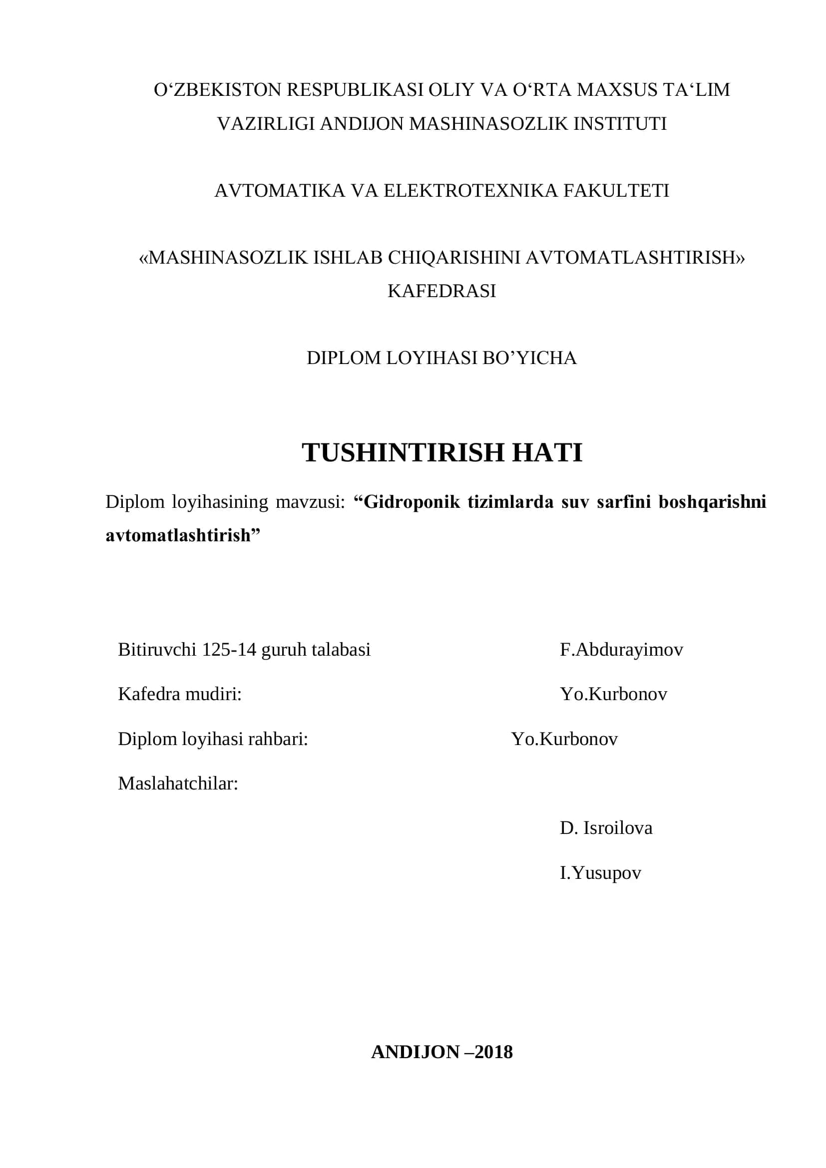 Gidroponik tizimlarda suv sarfini boshqarishni avtomatlashtirish 1