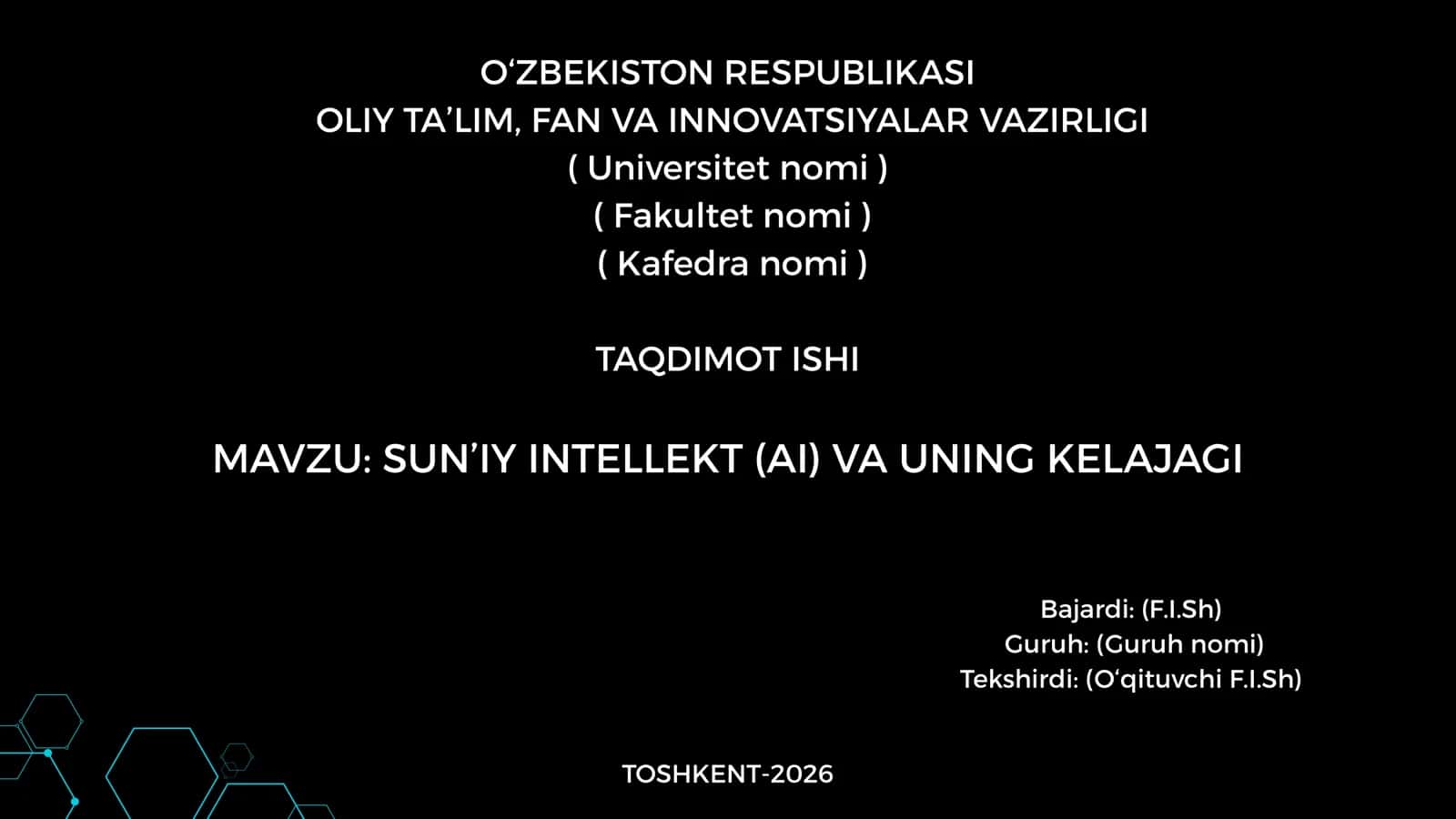 SUN’IY INTELLEKT (AI) VA UNING KELAJAGI 1