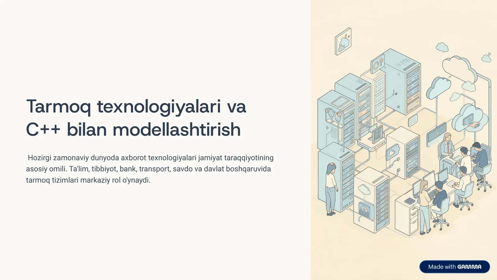 Tarmoq texnologiyalari va C++ bilan modellashtirish 1