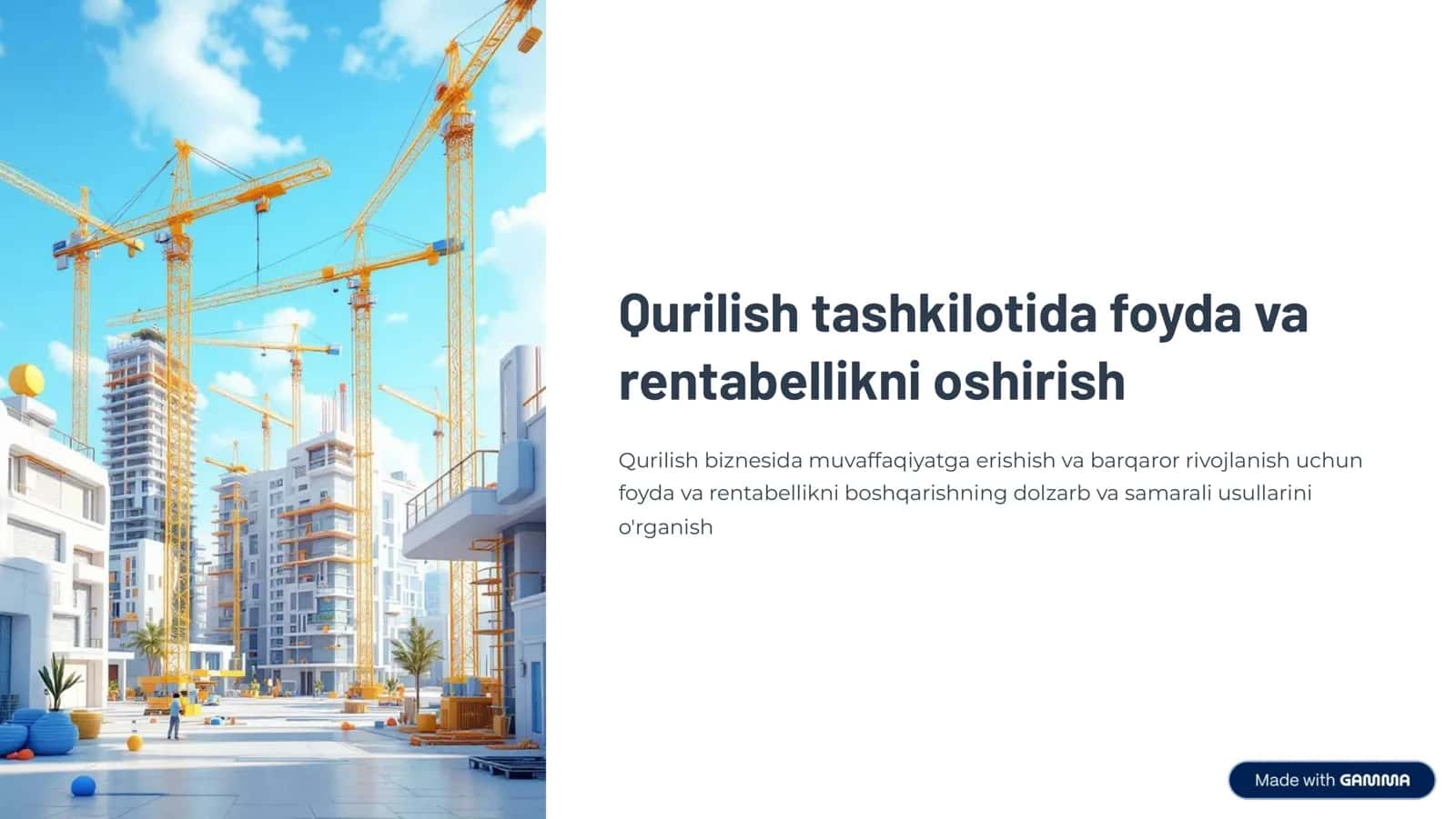 Qurilish tashkilotida foyda va rentabellikni oshirish 1