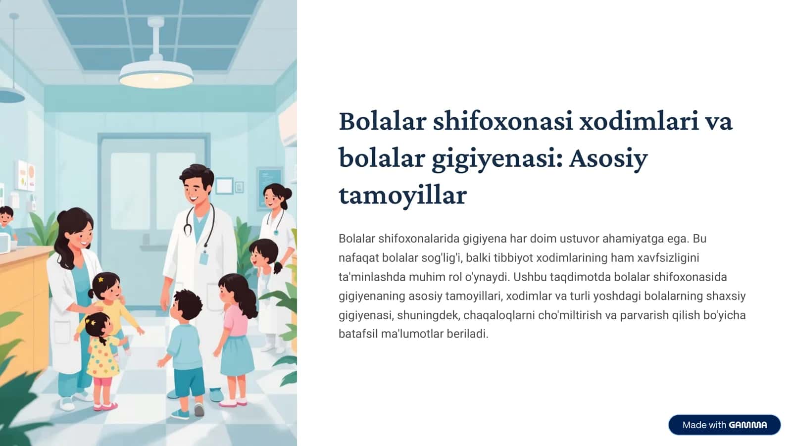 Bolalar shifoxonasi xodimlari va bolalar gigiyenasi: Asosiy tamoyillar 1