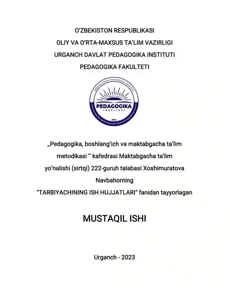 Tarbiyachining ish hujjatlari 1