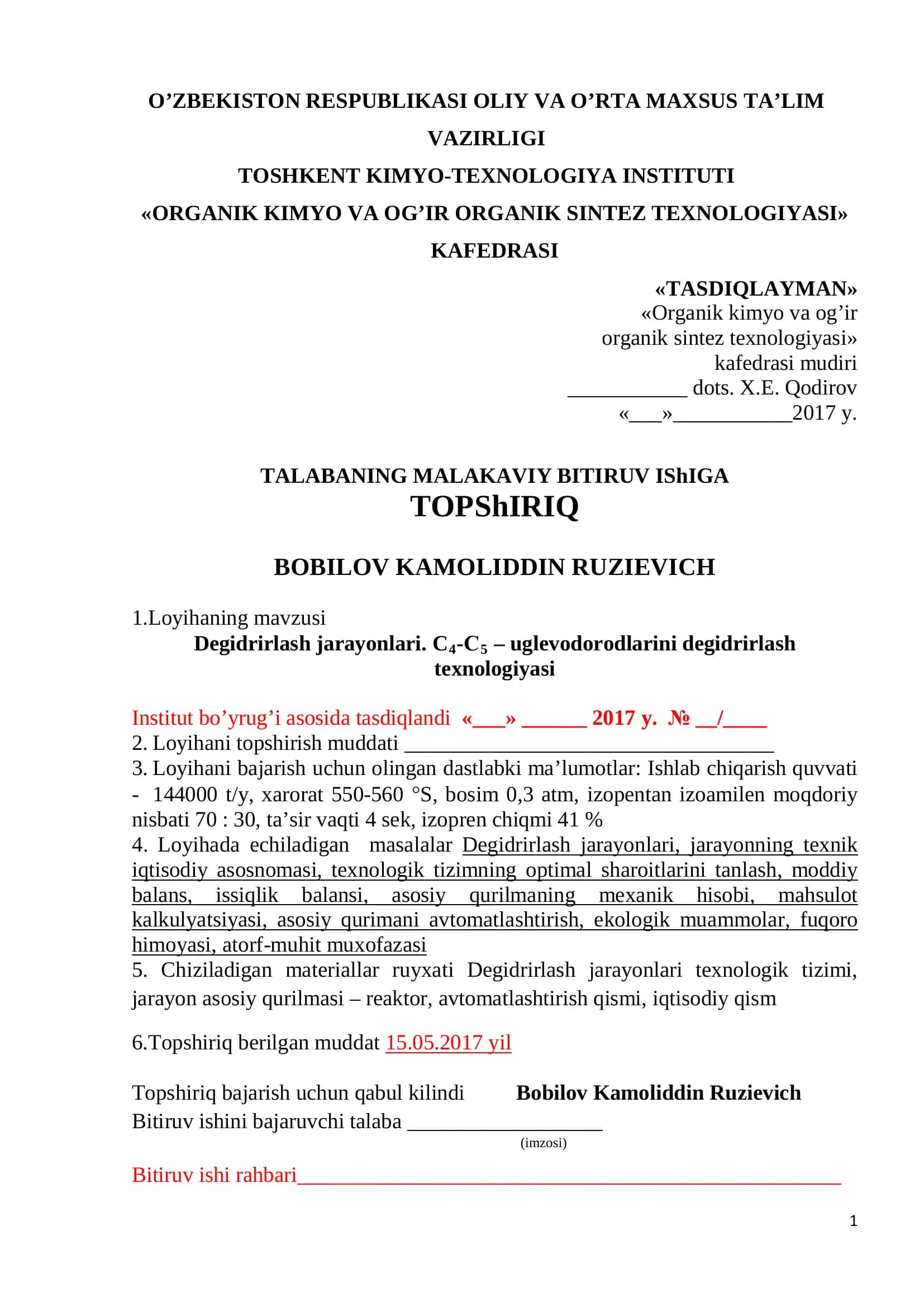 Degidrirlash jarayonlari 1