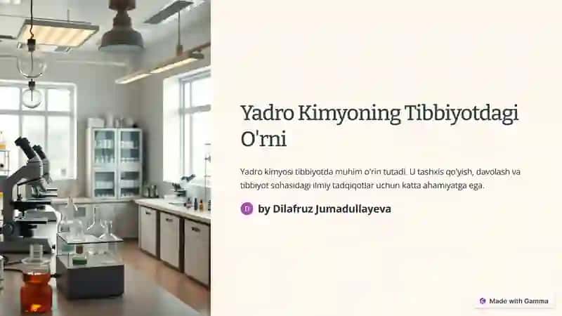 Yadro Kimyoning Tibbiyotdagi O'rni