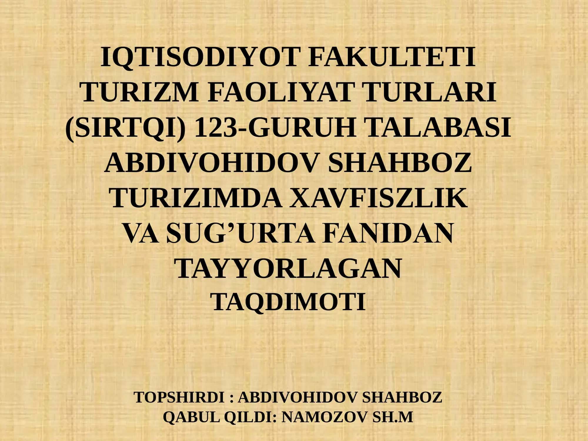Turizm faoliyat turlari 1
