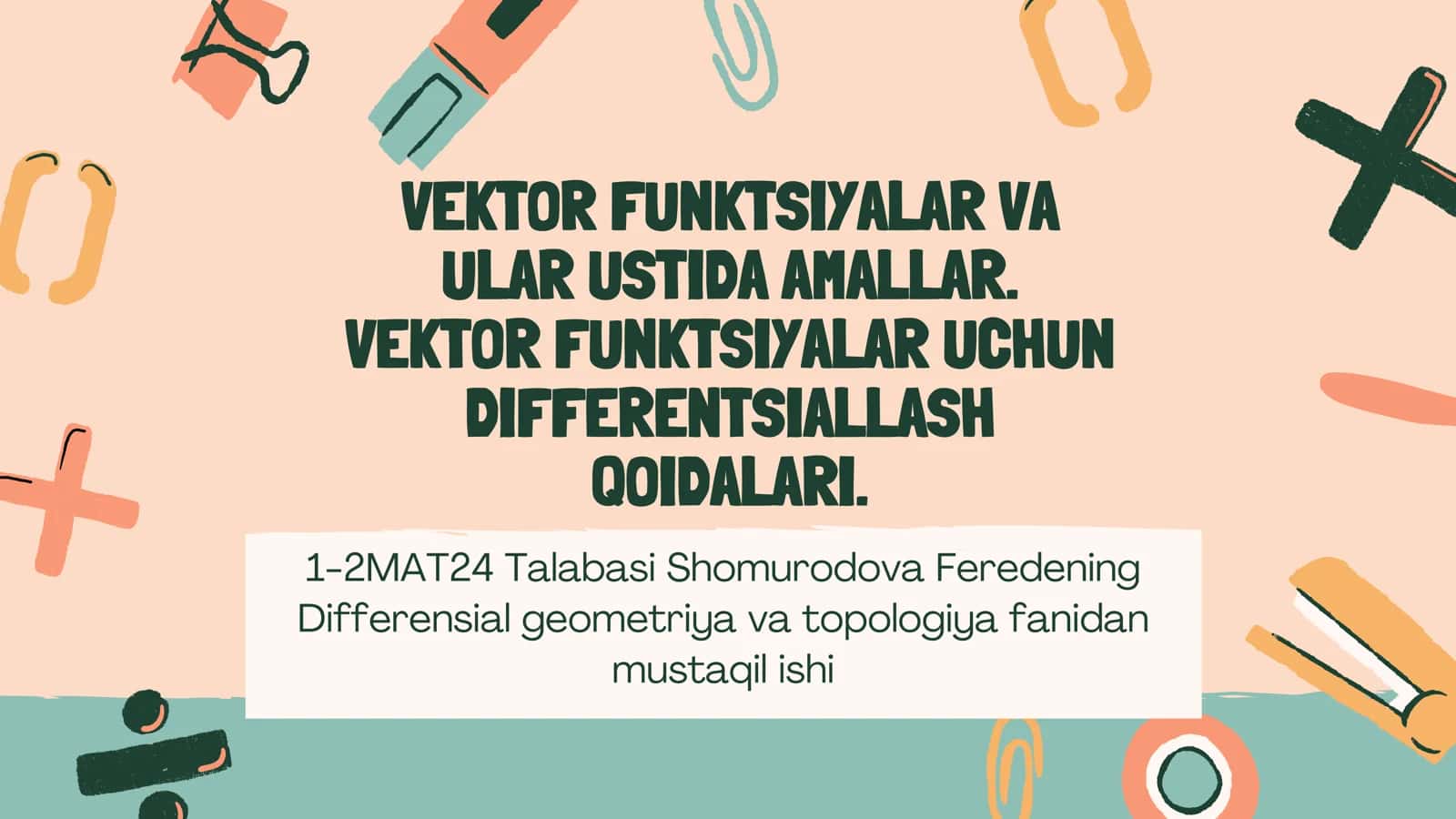 VEKTOR FUNKTSIYALAR VA ULAR USTIDA AMALLAR 1