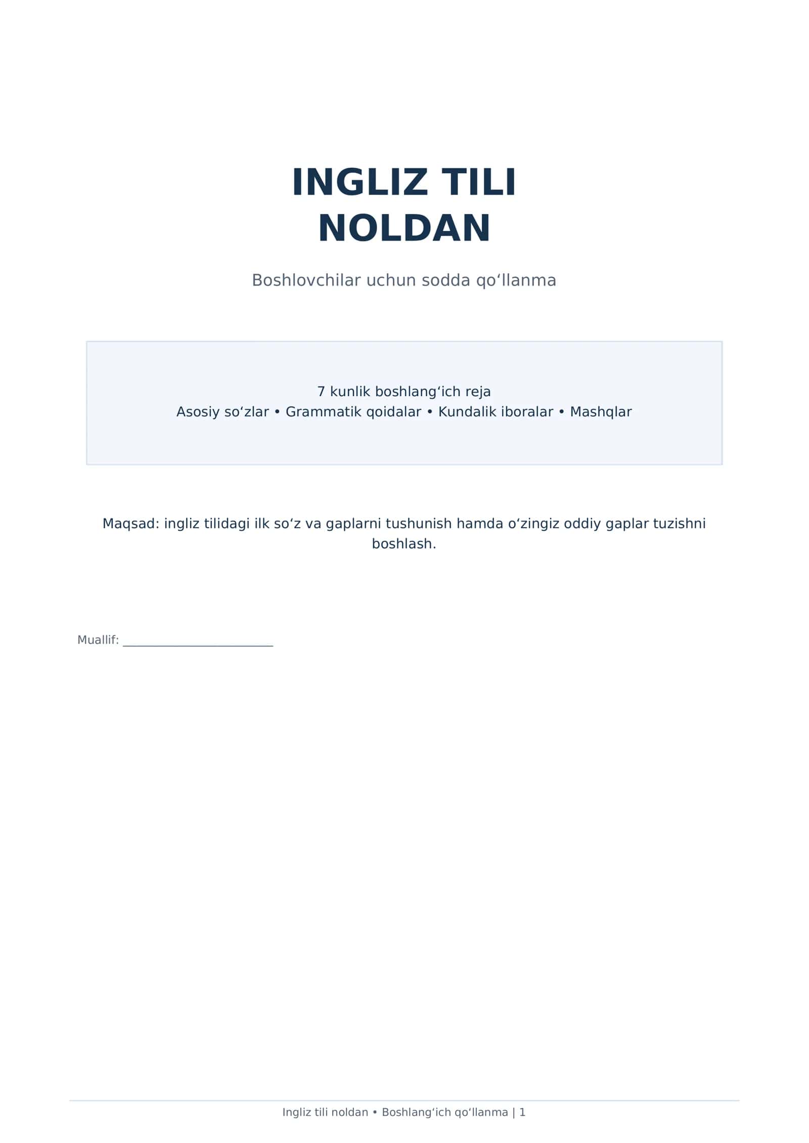 Ingliz tili noldan 1