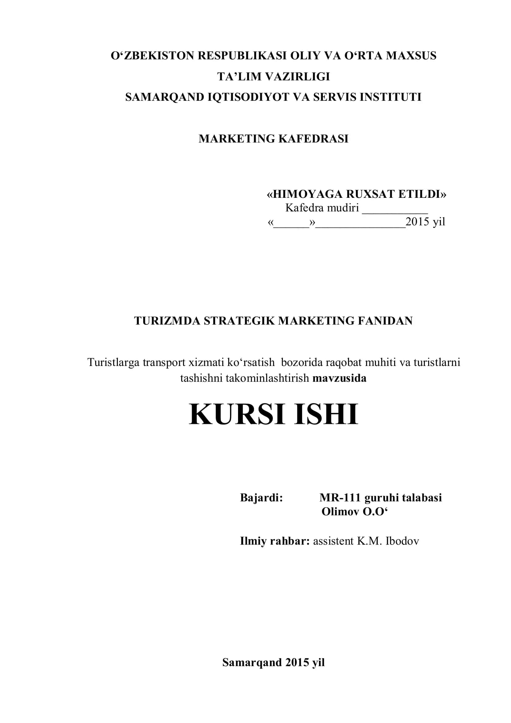 Turizmda Strategik Marketing 1