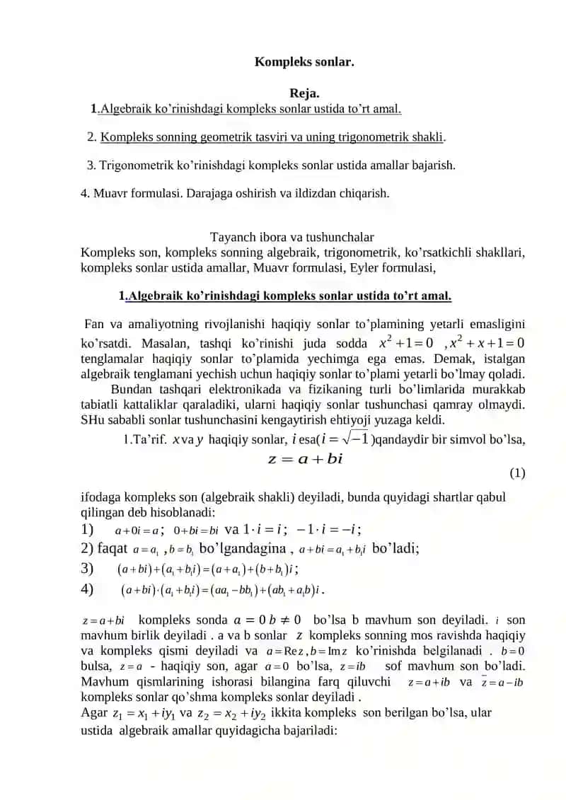 Kompleks sonlar